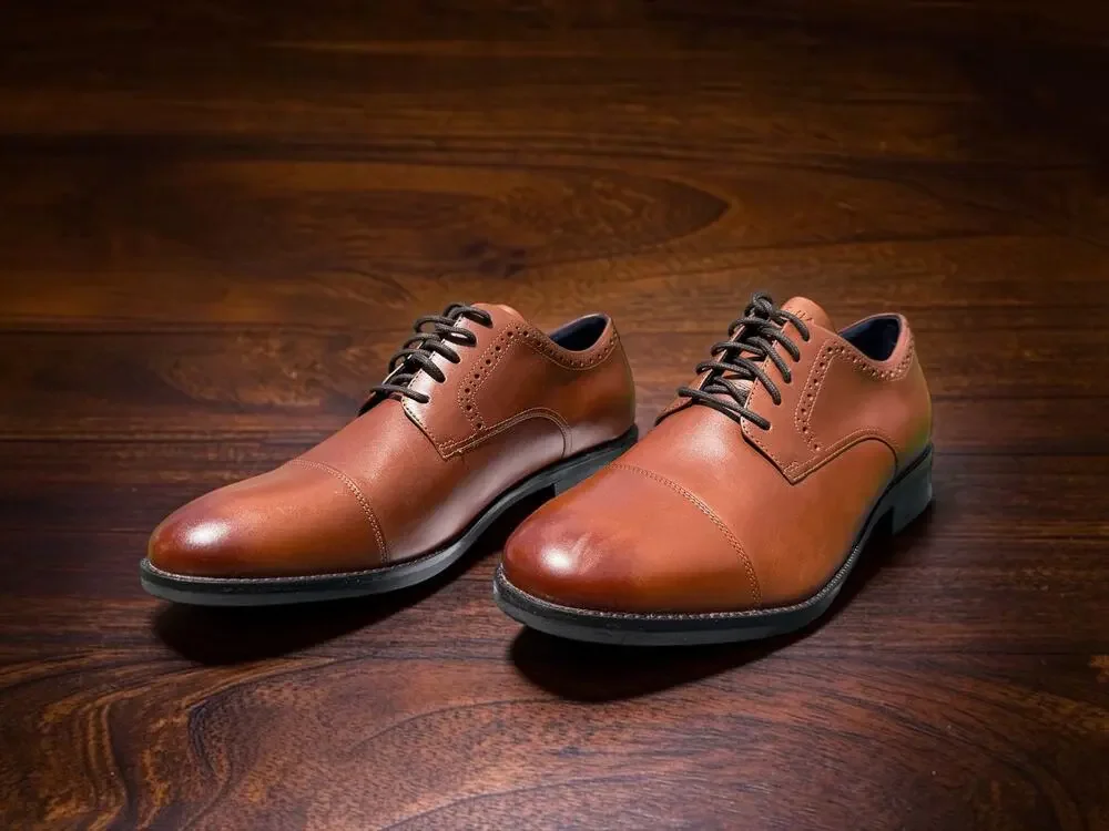 Cole Haan Mens Grand Dress Cap Toe Oxford British Tan - US 10 Wide Width NEW